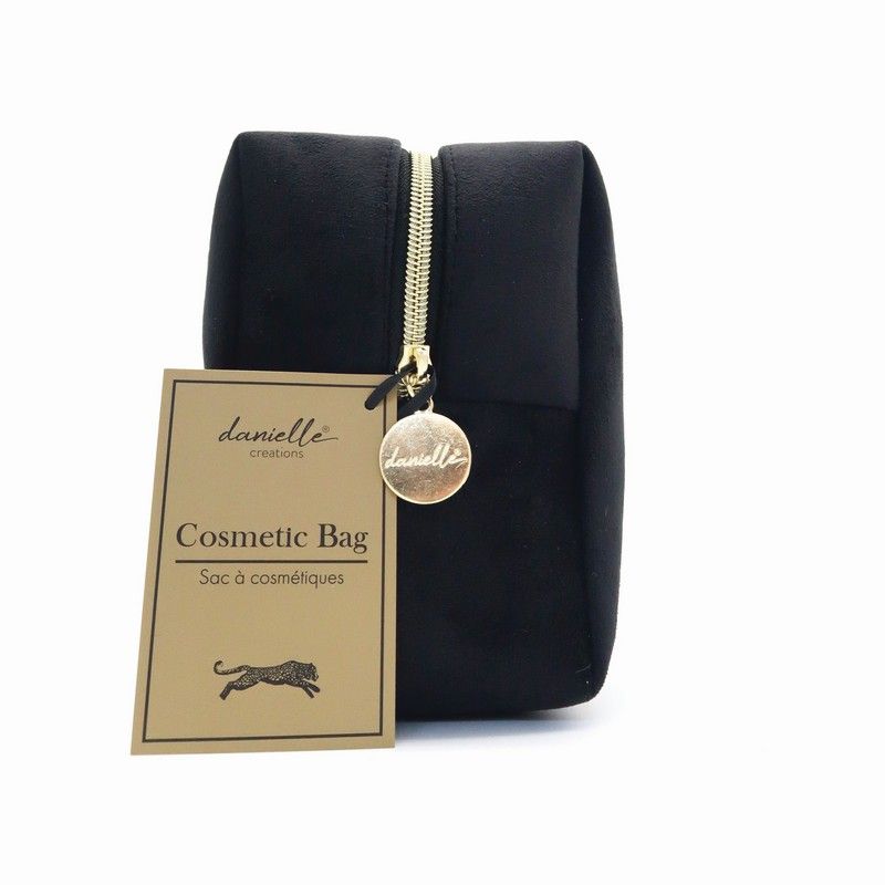 Μαύρο μεγάλο βελούδινο boxy νεσεσέρ Leopard Make-up Bag 10x22x16cm - By Upper Canada - Image 2