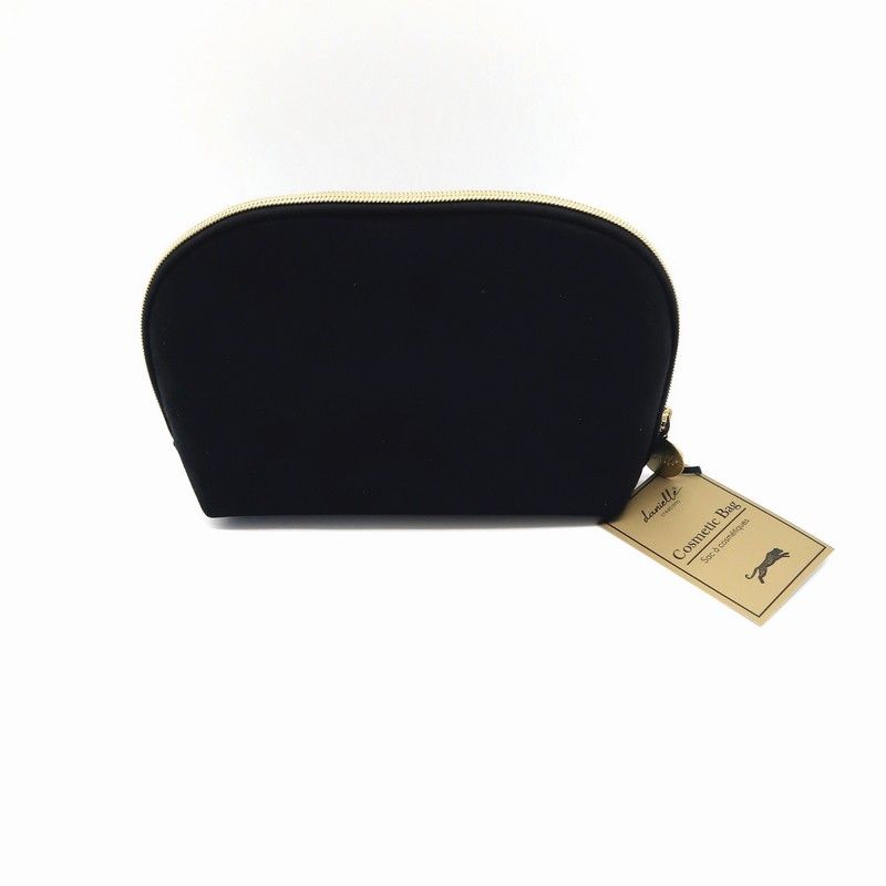 Μαύρο μικρό βελούδινο οβάλ τσαντάκι Leopard Beauty Bag 5x20x15cm - By Upper Canada - Image 2