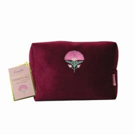 Μεγάλο Μπορντώ Floral Make-up Bag 15*22cm – By Upper Canada