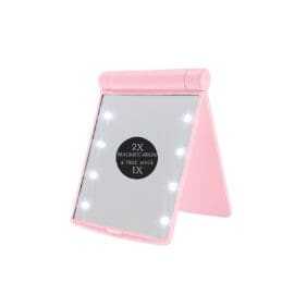 Αναδιπλούμενος, μεγεθυντικός ροζ καθρέφτης ταξιδίου με LED 11×8.5cm, Danielle Creations