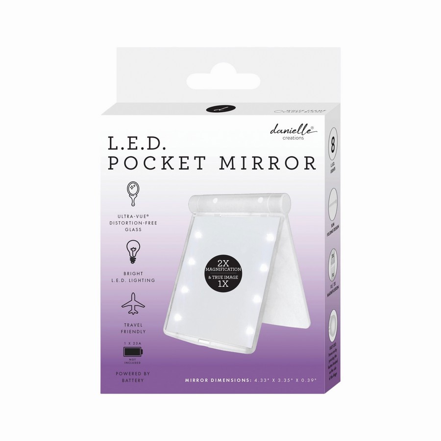 Αναδιπλούμενος, μεγεθυντικός λευκός καθρέφτης ταξιδίου με LED 11x8.5cm, Danielle Creations - By Uppe - Image 2