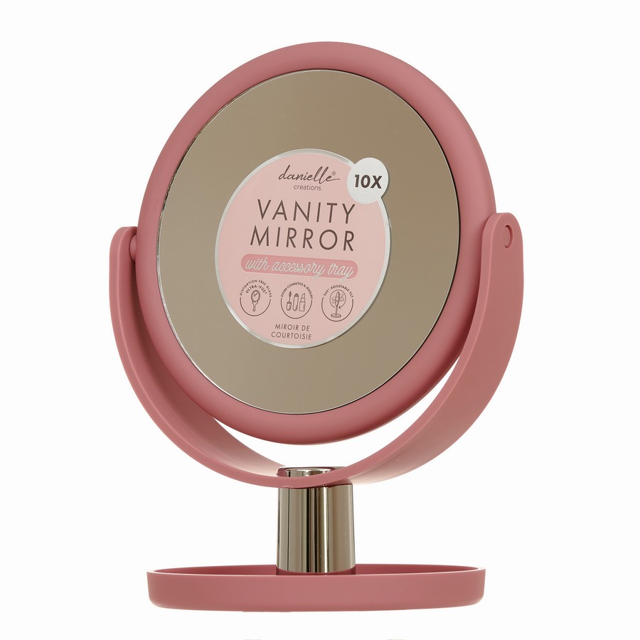 10Χ Μεγεθυντικός περιστρεφόμενος, ροζ καθρέφτης με βάση, Gold Bow - By Upper Canada - Image 2