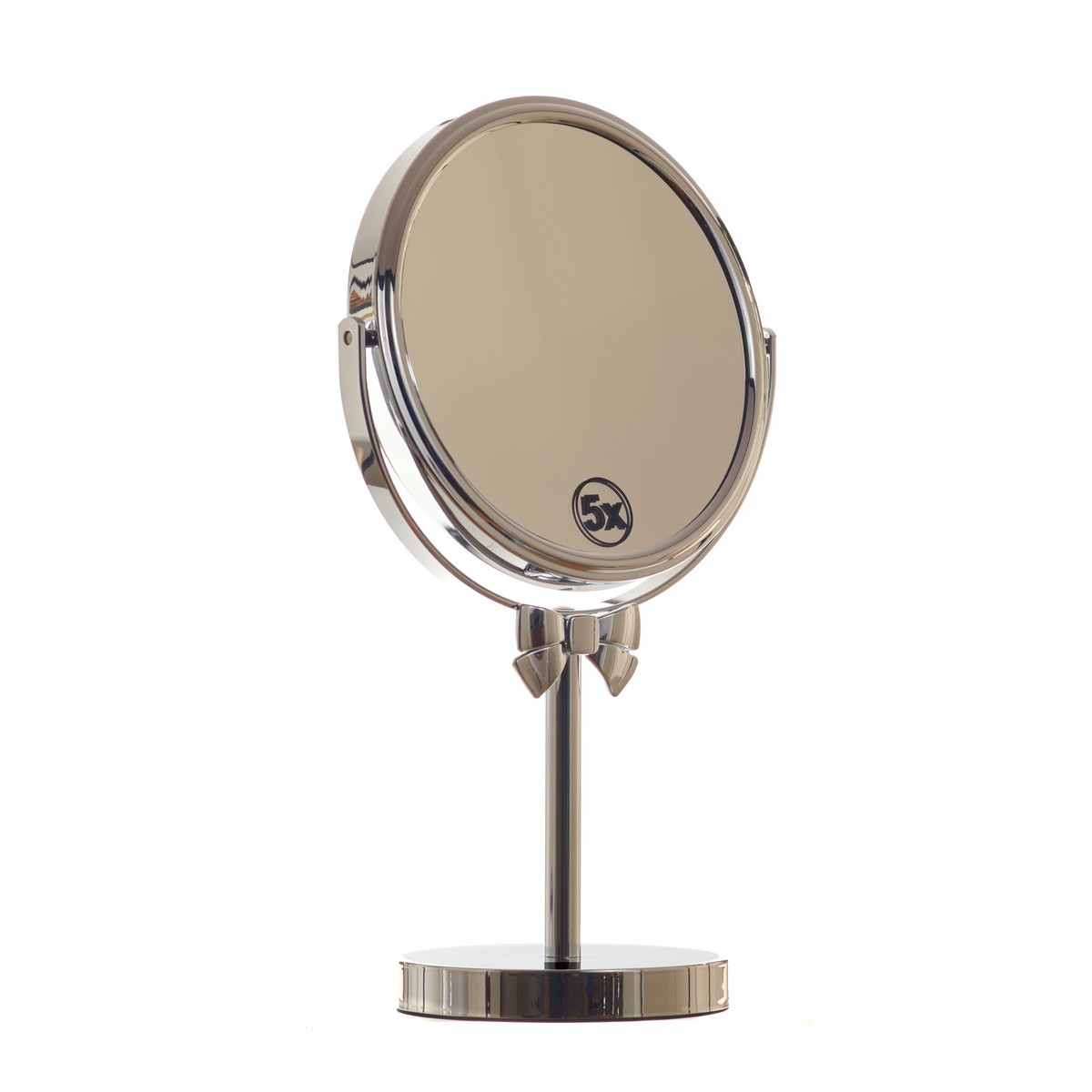 5Χ Μεγεθυντικός περιστρεφόμενος, ασημί καθρέφτης διαμέτρου 25cm με βάση, Gold Bow -By Upper Canada