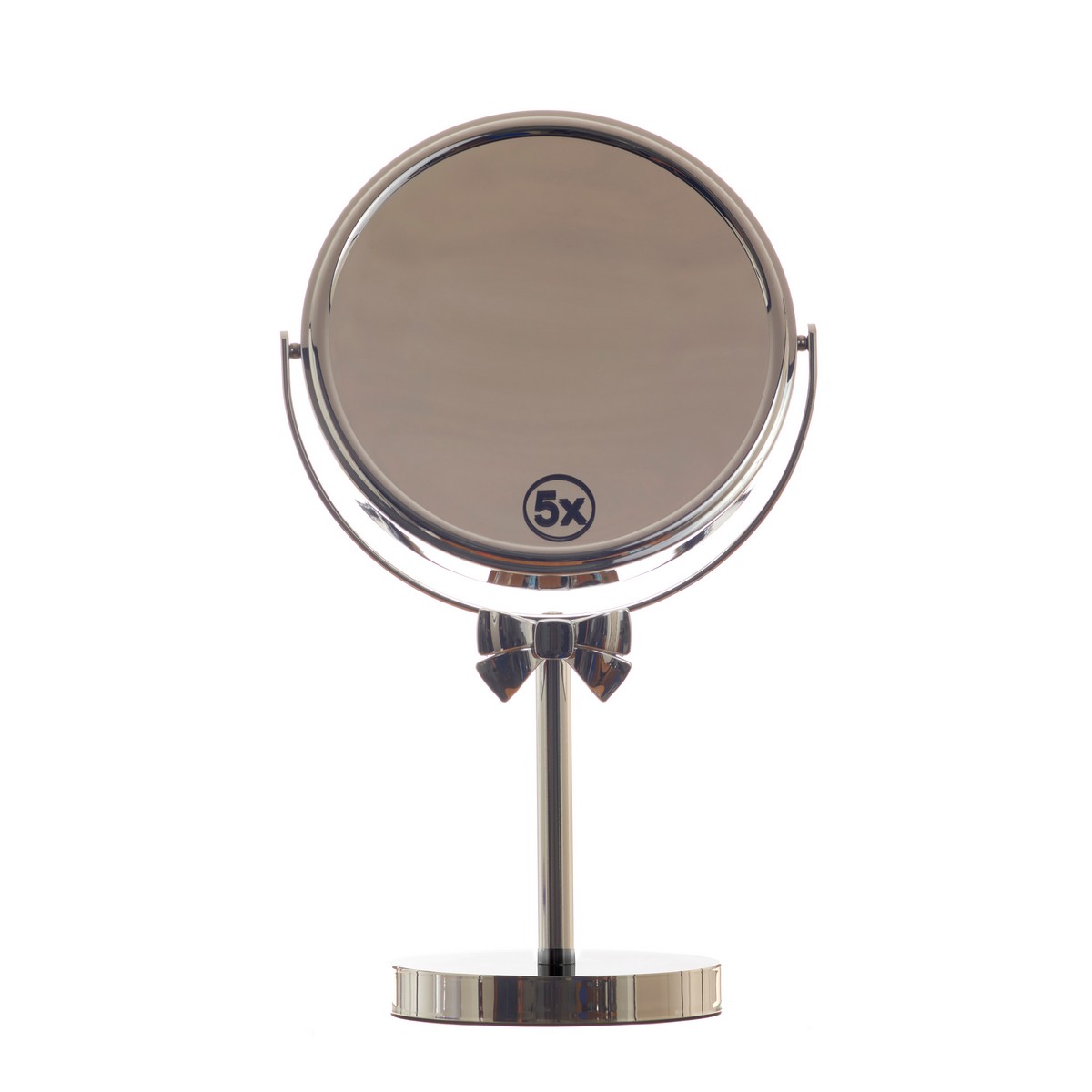 5Χ Μεγεθυντικός περιστρεφόμενος, ασημί καθρέφτης διαμέτρου 25cm με βάση, Gold Bow -By Upper Canada - Image 2