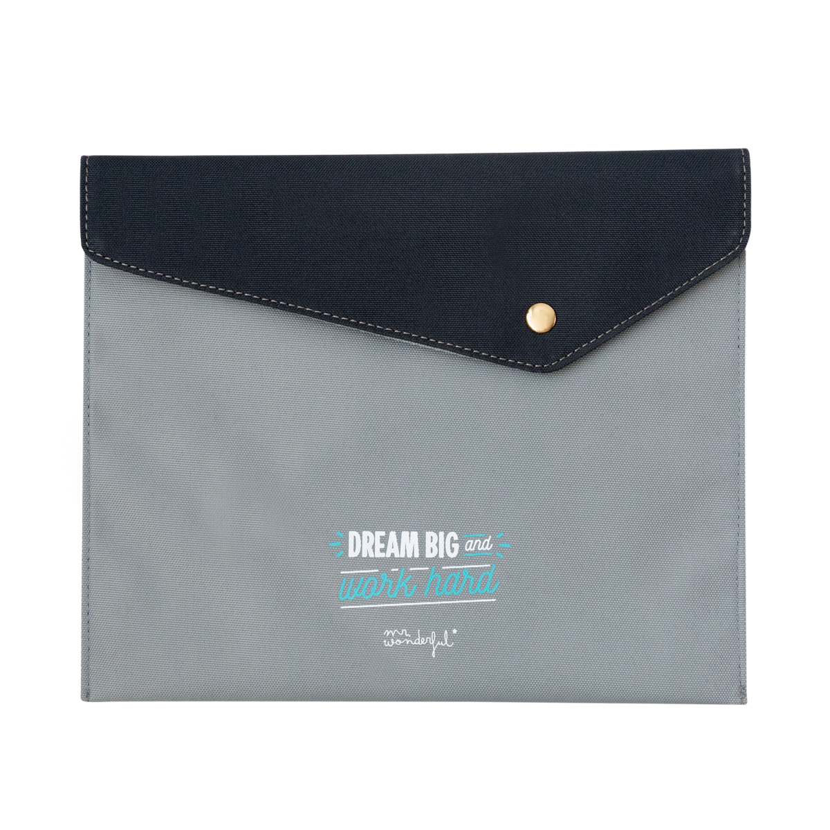 Γκρι Θήκη ατζέντας 27.2 x 22.8cm, Dream big and work hard - Mr Wonderful