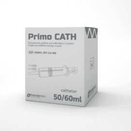 PrimoCath 50/60 ml σύριγγα καθετήρα μιας χρήσης, 3-μερών αποστειρωμένη 25τμχ