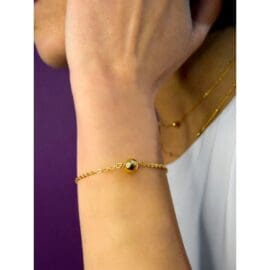 Υποαλλεργικό Βραχιόλι Χρυσό Με Σφαίρα 15/19CM (BE2G1P) Farma Bijoux