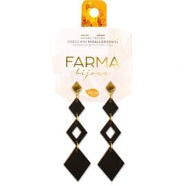 Υποαλλεργικά Σκουλαρίκια Μακριά Μενταγιόν Μάυρα L65mm (PLL95) Farma Bijoux