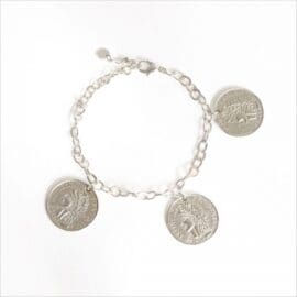 Υποαλλεργικό Βραχιόλι Ασημί Με Μενταγιόν Νομίσματα 16/19CM (BE2S3M) Farma Bijoux