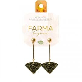 Υποαλλεργικά Σκουλαρίκια Κρεμαστά Τρίγωνα Πράσινο Χρυσό 50mm (BEWE05) Farma Bijoux