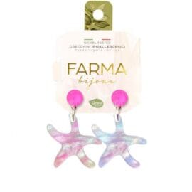 Υποαλλεργικά Σκουλαρίκια Πολύχρωμοι Αστερίες Με Ροζ Κρύσταλλα 30mm (BE03SE) Farma Bijoux
