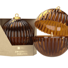 HiSkin – Glass Christmas Ball Candle 100% Soy, καφέ 200ml – Christmas morning